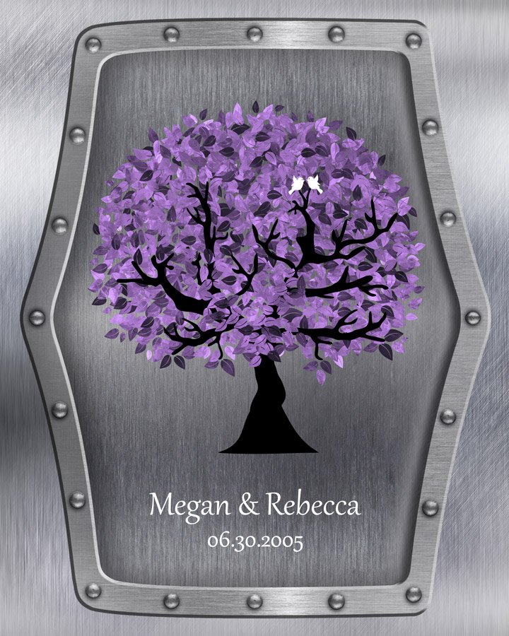 Personalized Gift For Same Sex Marriage Purple Tree on Silver Background Lesbian Marriage Gift on Wedding Day #1501