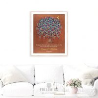 7 Year Anniversary, Faux Copper, Hummingbird, Personalized Gift, Weeping Willow Tree, Custom Art Print on Paper, Canvas or Metal WWT #1514