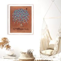 7th Year Anniversary, Faux Copper, Hummingbird, Personalized Gift, Weeping Willow Tree, Custom Art Print on Paper, Canvas or Metal WWT #1515