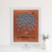 7th Year Anniversary, Faux Copper, Hummingbird, Personalized Gift, Weeping Willow Tree, Custom Art Print on Paper, Canvas or Metal WWT #1515