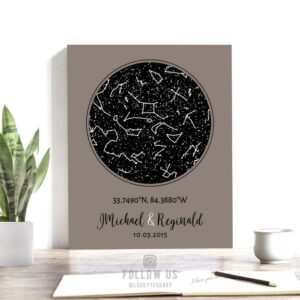 Anniversary Gift Idea, Gay Couple Gift, Personalized, Custom Star Map, Celestial Map, Night Sky Print, Wedding Gift, Metal Art, Canvas 1738