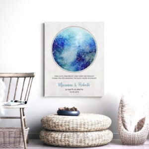 10 Year Anniversary Gift, Custom Sky Art, Personalized Gift, Star Map, Celestial, Watercolor, Night Sky Print on Tin, Canvas or Paper #1750