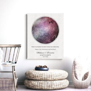 10 Year Anniversary Gift, Personalized, Custom Star Map, Celestial, Watercolor, Night Sky Print, Cotton Canvas, Tin Sign or Paper Print 1752