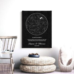 Black and White, Night Sky Print, Personalized Anniversary Gift, Minimalist, Custom Star Map, Celestial, Canvas, Tin Sign, Paper Print #1761
