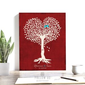 Valentine Gift for Her, Personalized Anniversary Gift, Heart Shaped Tree, Valentine Gift for Him – Custom Metal, Canvas or Paper Print #1812