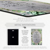 Greenery and Gold Floral Frames with Photo Metal Wedding Invitation with QR Code 11103
