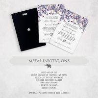 Purple Peony Canopy Floral Wedding Invitation with QR Code #11106