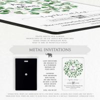 Greenery Wreath Modern Elegance Metal Wedding Invitation with QR Code #11107