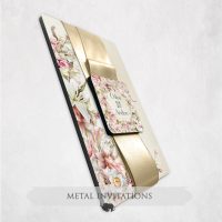Beautiful Bounty Floral Wreath Metal Wedding Invitation with QR Code #11111