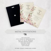 Beautiful Bounty Floral Wreath Metal Wedding Invitation with QR Code #11111