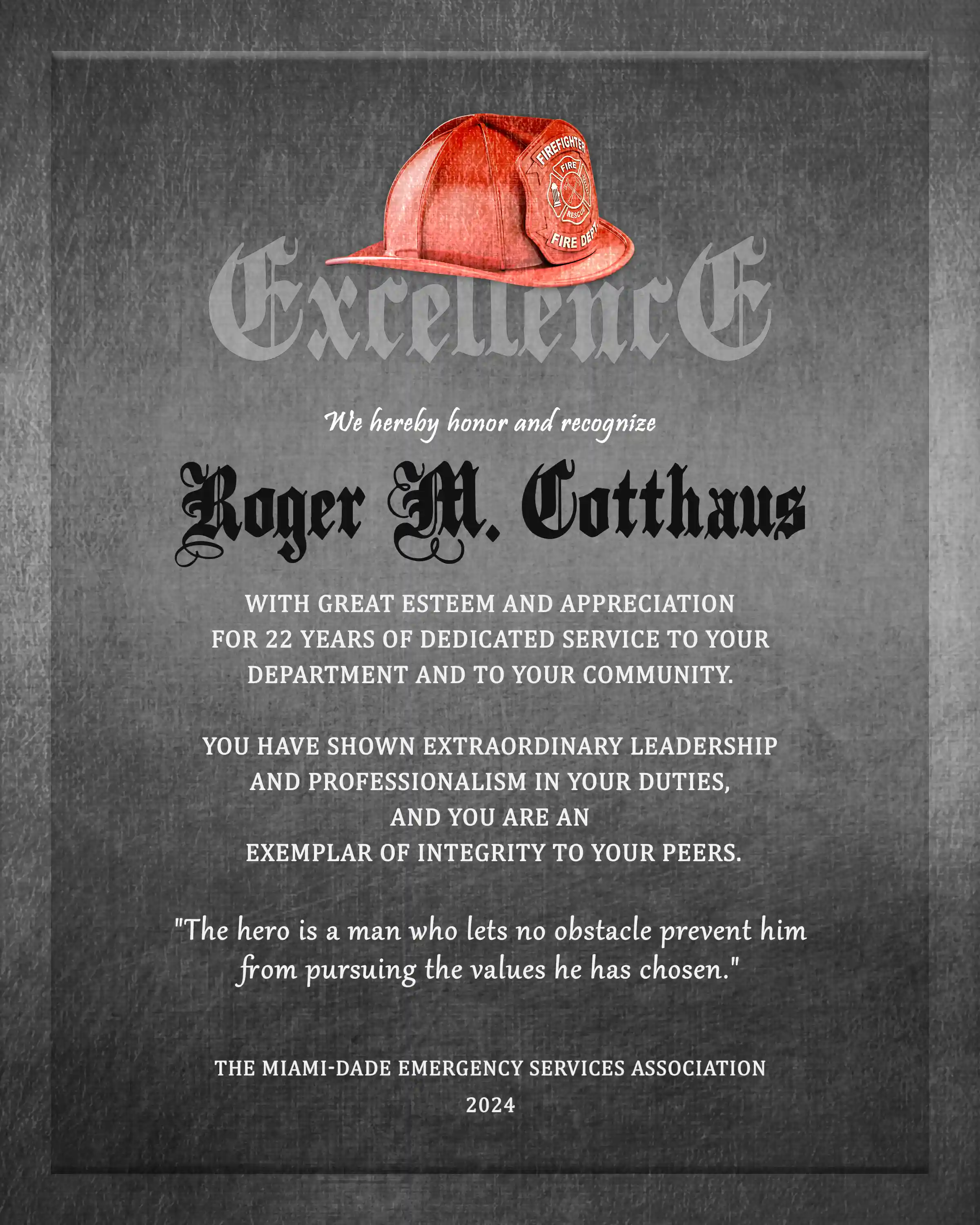 Firefighter Award Fire Department Commendation