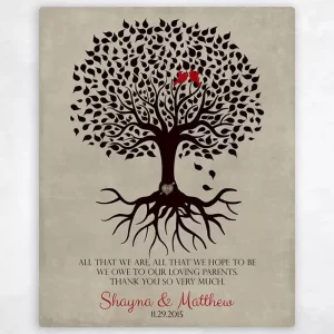 Rooted Tree Silhouette Wedding Wall Plaque Gift for Parents LTC-1110