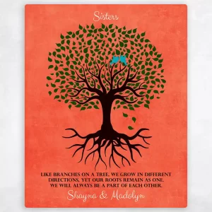 Tree with Roots Love Birds Wedding Wall Plaque Gift for Sister LTC-1112