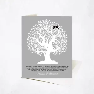 White Knotty Tree Wedding Card Gift for Sister C-1121