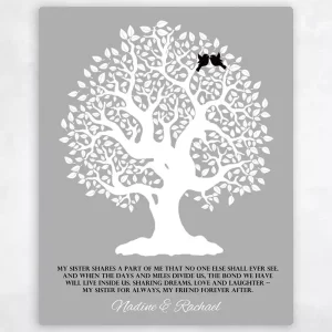 White Knotty Tree Wedding Wall Plaque Gift for Sister LTC-1121