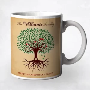 Green Tree with Roots Wedding Coffee Mug Gift for Couple M-1128