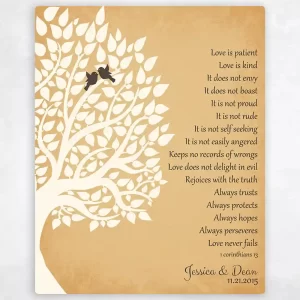 Half Tree Silhouette Anniversary Wall Plaque Gift for Couple LTC-1131