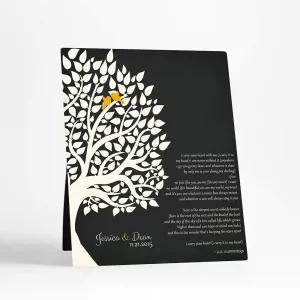 Half Tree Silhouette Anniversary Desktop Plaque Gift for Couple D-1133