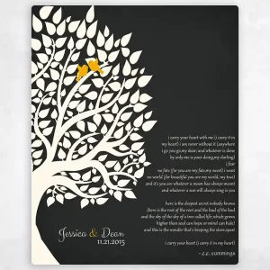 Half Tree Silhouette Anniversary Wall Plaque Gift for Couple LTC-1133