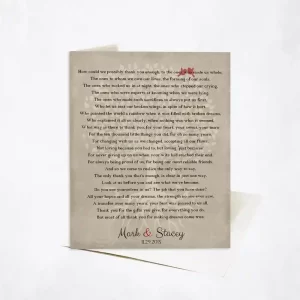 Thank You Poem Wedding Card Gift for Parents C-1135
