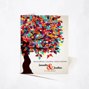 Half Spring Tree 10th Anniversary Card Gift for Couple C-1163