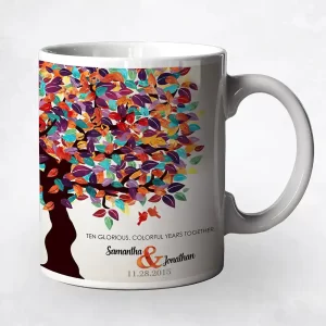 Half Spring Tree 10th Anniversary Coffee Mug Gift for Couple M-1163
