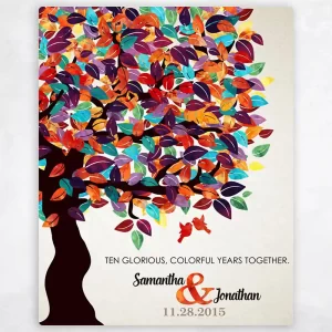 Half Spring Tree 10th Anniversary Wall Plaque Gift for Couple LTC-1163