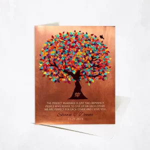 Copper Spring Tree 7th Anniversary Card Gift for Couple C-1171