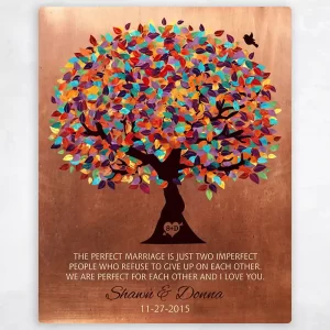 Copper Spring Tree 7th Anniversary Wall Plaque Gift for Couple LTC-1171