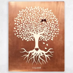 Copper White Tree with Roots 7th Anniversary Wall Plaque Gift for Couple LTC-1196