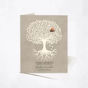 White Tree with Roots Memorial Card Gift for Bereaved Parents C-1197