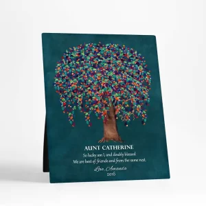 Teal Willow Tree Family Appreciation Desktop Plaque Gift for Aunt D-1198
