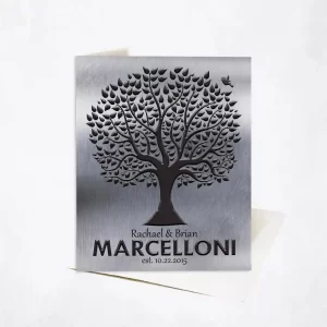 Tin Dark Tree Silhouette Wedding Card Gift for Couple C-1212