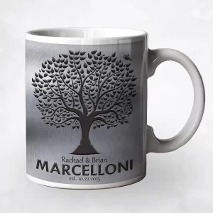 Tin Dark Tree Silhouette Wedding Coffee Mug Gift for Couple M-1212