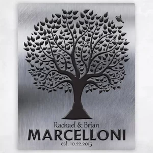 Tin Dark Tree Silhouette Wedding Wall Plaque Gift for Couple LTC-1212