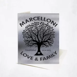 Tin Black Tree Family Name 10th Anniversary Card Gift for Couple C-1213