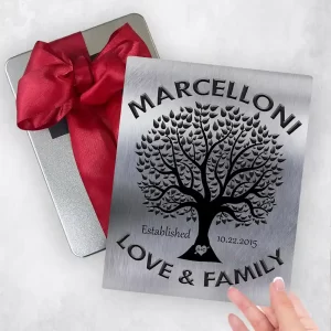 Tin Black Tree Family Name 10th Anniversary Gift Delivery Box Gift for Couple TOY-1213