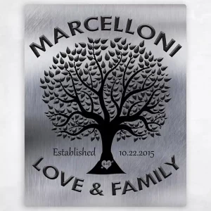 Tin Black Tree Family Name 10th Anniversary Wall Plaque Gift for Couple LTC-1213