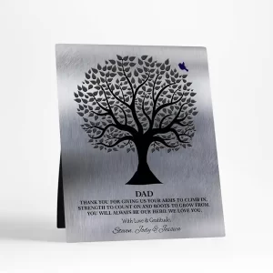 Tin Tree Silhouette and Bird Father's Day Desktop Plaque Gift for Dad D-1215