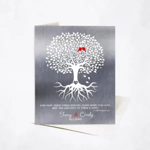 Tin White Rooted Tree 10th Anniversary Card Gift for Couple C-1216