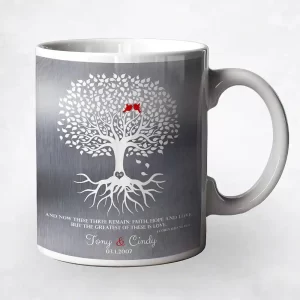 Tin White Rooted Tree 10th Anniversary Coffee Mug Gift for Couple M-1216