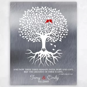 Tin White Rooted Tree 10th Anniversary Wall Plaque Gift for Couple LTC-1216