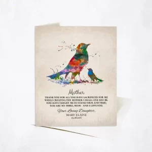 Bright Watercolor Birds Mother's Day Card Gift for Mom C-1217