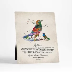 Bright Watercolor Birds Mother's Day Desktop Plaque Gift for Mom D-1217