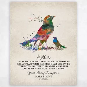 Bright Watercolor Birds Mother's Day Wall Plaque Gift for Mom LTC-1217