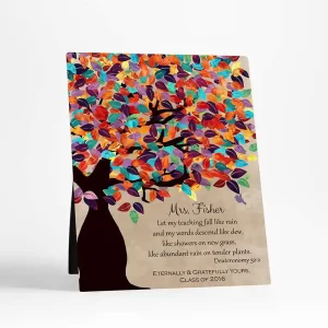 Colorful Spring Tree Teacher Appreciation Desktop Plaque Gift for Educator D-1229