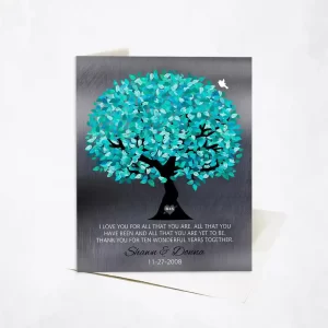 Tin Canopy Tree 10th Anniversary Card Gift for Couple C-1265