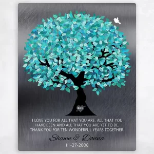 Tin Canopy Tree 10th Anniversary Wall Plaque Gift for Couple LTC-1265
