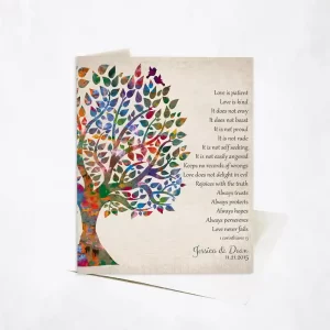 Half Watercolor Tree 10th Anniversary Card Gift for Couple C-1274