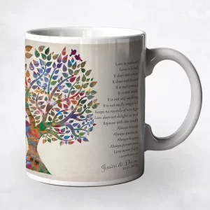 Half Watercolor Tree 10th Anniversary Coffee Mug Gift for Couple M-1274